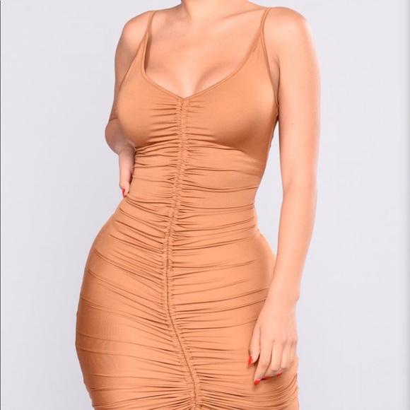 Fashion Nova Dresses & Skirts - Fashion Nova Brown Runched Dress NWT Size Small